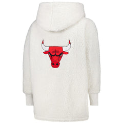 NBA The Best Lounger in the World By Jill Martin Chicago Bulls Unisex Cream Oversized Open-Front Hoodie Sweater on sale