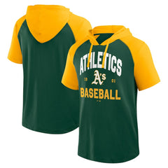 MLB Athletics Logo Athletic Prime Raglan Short Sleeve Hoodie T-Shirt