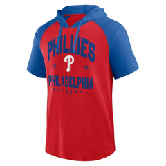 MLB Philadelphia Phillies Logo Athletic Prime Raglan Short Sleeve Hoodie T-Shirt