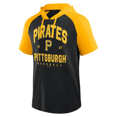 MLB Pittsburgh Pirates Logo Athletic Prime Raglan Short Sleeve Hoodie T-Shirt