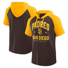MLB San Diego Padres Logo Athletic Prime Raglan Short Sleeve Hoodie T-Shirt