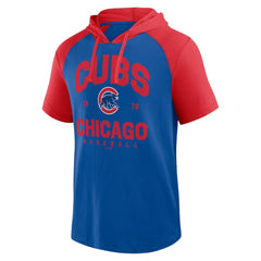 MLB Chicago Cubs Logo Athletic Prime Raglan Short Sleeve Hoodie T-Shirt