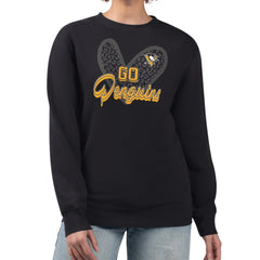 NHL Black Pittsburgh Penguins G-III 4Her by Carl Banks Women's Animal Print Heart Fleece Pullover Sweatshirt