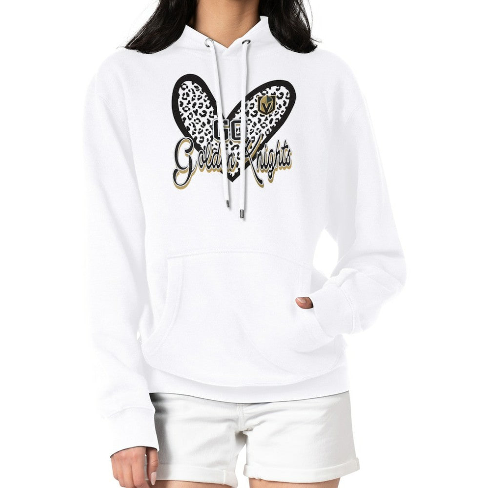 NHL White Vegas Golden Knights G-III 4Her by Carl Banks Women's Animal Print Heart Fleece Pullover Hoodie