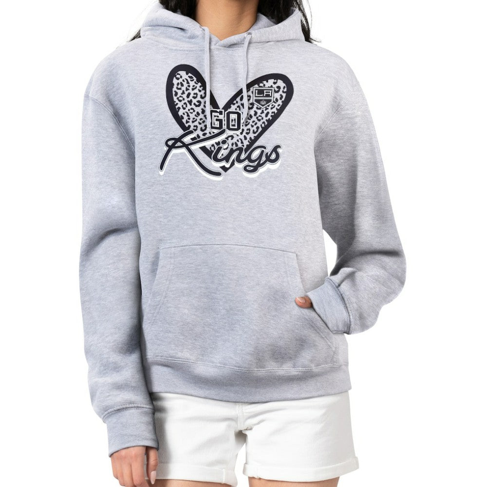 NHL Heather Gray Los Angeles Kings G-III 4Her by Carl Banks Women's Animal Print Heart Fleece Pullover Hoodie