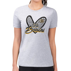 NHL Heather Gray Boston Bruins G-III 4Her by Carl Banks Women's Super-Slim Fit Lightweight Animal Print Heart T-Shirt