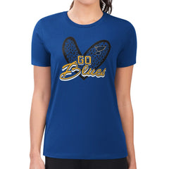 NHL Blue St. Louis Blues G-III 4Her by Carl Banks Women's Super-Slim Fit Lightweight Animal Print Heart T-Shirt