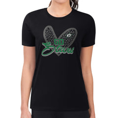 NHL Black Dallas Stars G-III 4Her by Carl Banks Women's Super-Slim Fit Lightweight Animal Print Heart T-Shirt