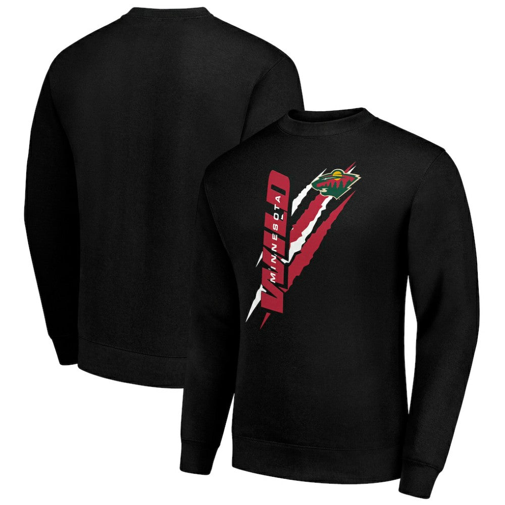 NHL Black Minnesota Wild Starter Color Scratch Pullover Sweatshirt