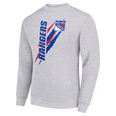 NHL Heather Gray New York Rangers Starter Color Scratch Pullover Sweatshirt