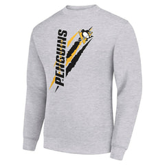 NHL Heather Gray Pittsburgh Penguins Starter Color Scratch Pullover Sweatshirt
