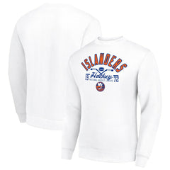 NHL White New York Islanders Starter Stick And Puck Logo Fleece Pullover Sweatshirt