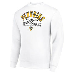NHL White Pittsburgh Penguins Starter Stick And Puck Logo Fleece Pullover Sweatshirt