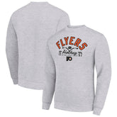 NHL Heather Gray Philadelphia Flyers Starter Stick And Puck Logo Fleece Pullover Sweatshirt