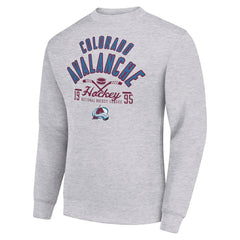 NHL Heather Gray Colorado Avalanche Starter Stick And Puck Logo Fleece Pullover Sweatshirt