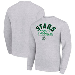NHL Heather Gray Dallas Stars Starter Stick And Puck Logo Fleece Pullover Sweatshirt