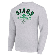 NHL Heather Gray Dallas Stars Starter Stick And Puck Logo Fleece Pullover Sweatshirt
