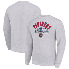 NHL Heather Gray Florida Panthers Starter Stick And Puck Logo Fleece Pullover Sweatshirt