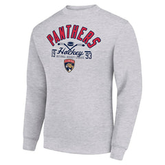 NHL Heather Gray Florida Panthers Starter Stick And Puck Logo Fleece Pullover Sweatshirt