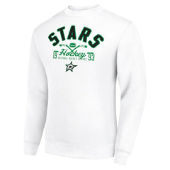 NHL White Dallas Stars Starter Stick And Puck Logo Fleece Pullover Sweatshirt