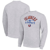NHL Heather Gray New York Islanders Starter Stick And Puck Logo Fleece Pullover Sweatshirt
