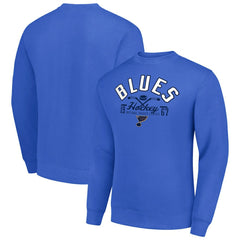 NHL Royal St. Louis Blues Starter Stick And Puck Logo Fleece Pullover Sweatshirt