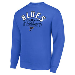 NHL Royal St. Louis Blues Starter Stick And Puck Logo Fleece Pullover Sweatshirt