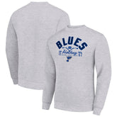 NHL Heather Gray St. Louis Blues Starter Stick And Puck Logo Fleece Pullover Sweatshirt