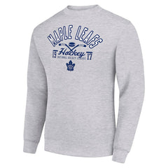 NHL Heather Gray Toronto Maple Leafs Starter Stick And Puck Logo Fleece Pullover Sweatshirt