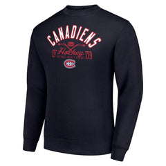 NHL Navy Montreal Canadiens Starter Stick And Puck Logo Fleece Pullover Sweatshirt