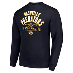 NHL Navy Nashville Predators Starter Stick And Puck Logo Fleece Pullover Sweatshirt