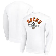 NHL White Anaheim Ducks Starter Stick And Puck Logo Fleece Pullover Sweatshirt