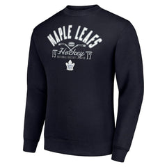 NHL Navy Toronto Maple Leafs Starter Stick And Puck Logo Fleece Pullover Sweatshirt