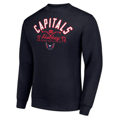 NHL Navy Washington Capitals Starter Stick And Puck Logo Fleece Pullover Sweatshirt