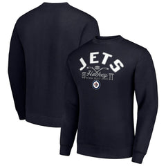 NHL Navy Winnipeg Jets Starter Stick And Puck Logo Fleece Pullover Sweatshirt