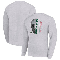 NHL Heather Gray Minnesota Wild Starter Half Helmet Team Logo Pullover Sweatshirt