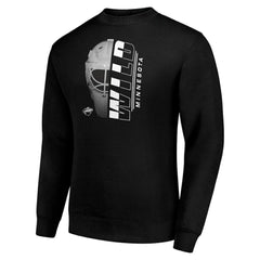 NHL Black Minnesota Wild Starter Half Helmet Team Logo Pullover Sweatshirt