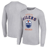 NHL Heather Gray Edmonton Oilers Starter Logo Long Sleeve T-Shirt