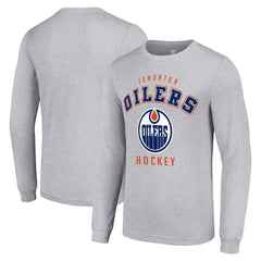 NHL Heather Gray Edmonton Oilers Starter Logo Long Sleeve T-Shirt
