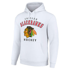 NHL White Chicago Blackhawks Starter Logo Pullover Hoodie