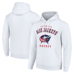 NHL White Columbus Blue Jackets Starter Logo Pullover Hoodie