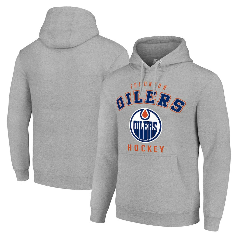 NHL Heather Gray Edmonton Oilers Starter Logo Pullover Hoodie