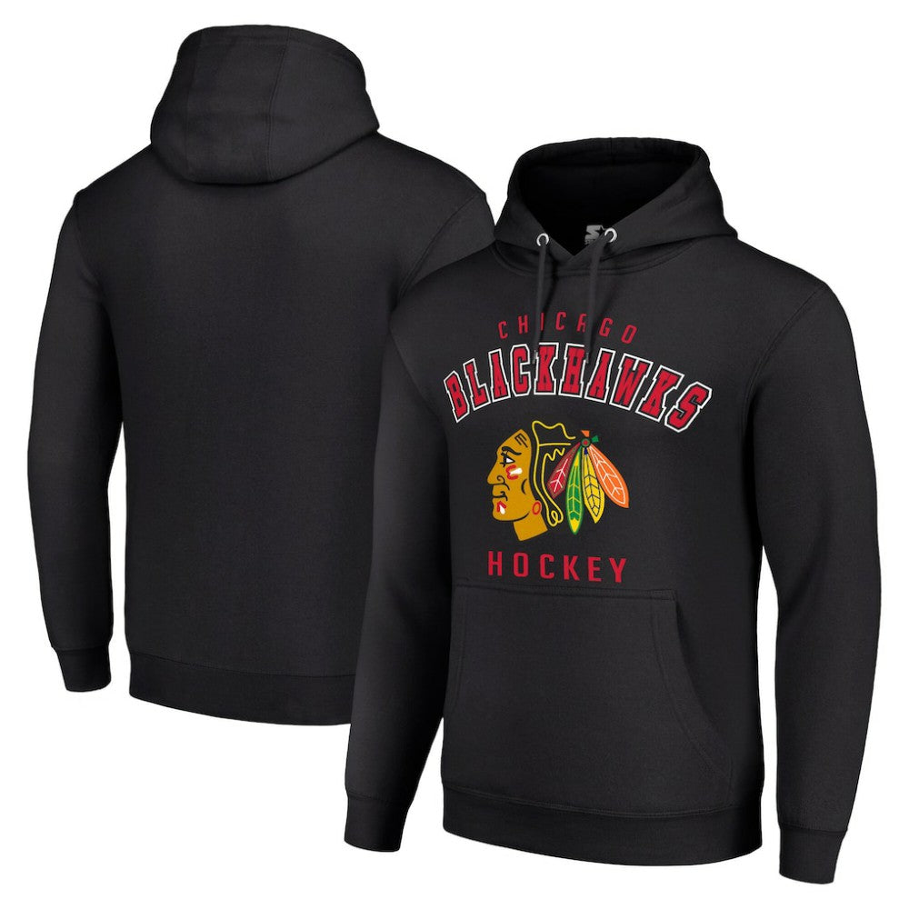 NHL Black Chicago Blackhawks Starter Logo Pullover Hoodie