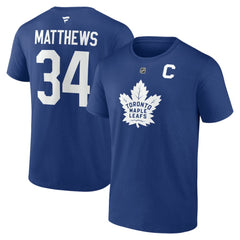 NHL Blue Auston Matthews Toronto Maple Leafs Fanatics Authentic Stack Name & Number T-Shirt
