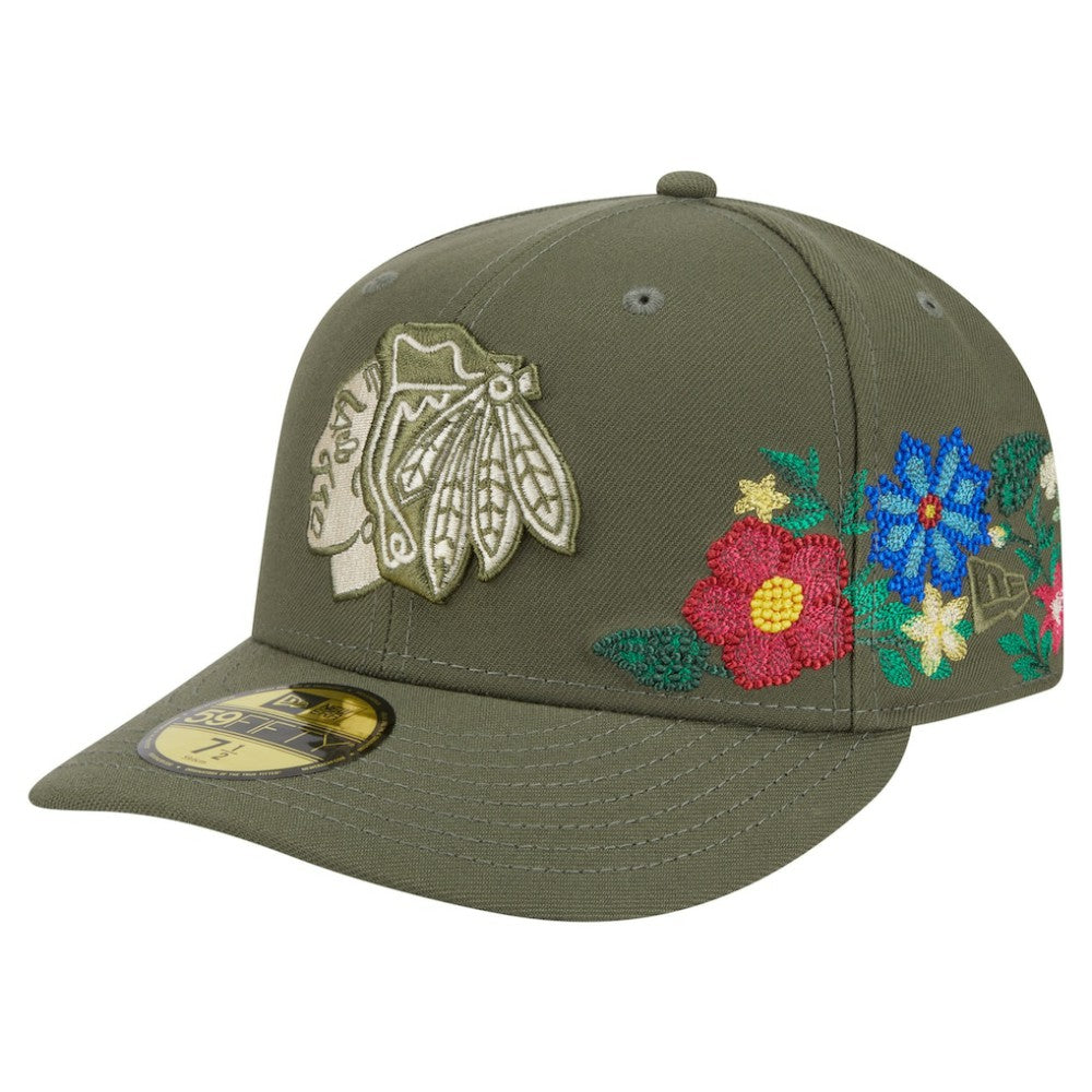 NHL Olive Chicago Blackhawks New Era Tonal Florals 59FIFTY Fitted Hat