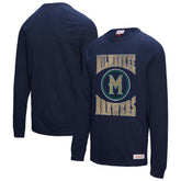 MLB Milwaukee Brewers Mitchell & Ness Arched Logo Slub Long Sleeve T-Shirt