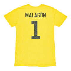 Luis Malagón Club America 1863FC Vintage Player Name & Number Tri-blend T-Shirt - Yellow