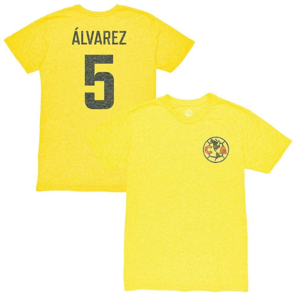 Kevin Álvarez Club America 1863FC Vintage Player Name & Number Tri-blend T-Shirt - Yellow