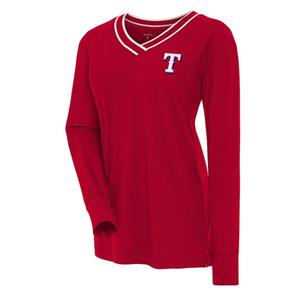 MLB Texas Rangers Antigua Women's Symbolic Long Sleeve V-Neck Top