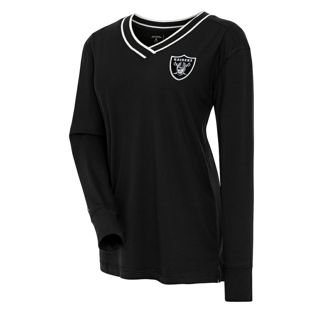 Antigua Women's Symbolic Long Sleeve V-Neck Top - Las Vegas Raiders